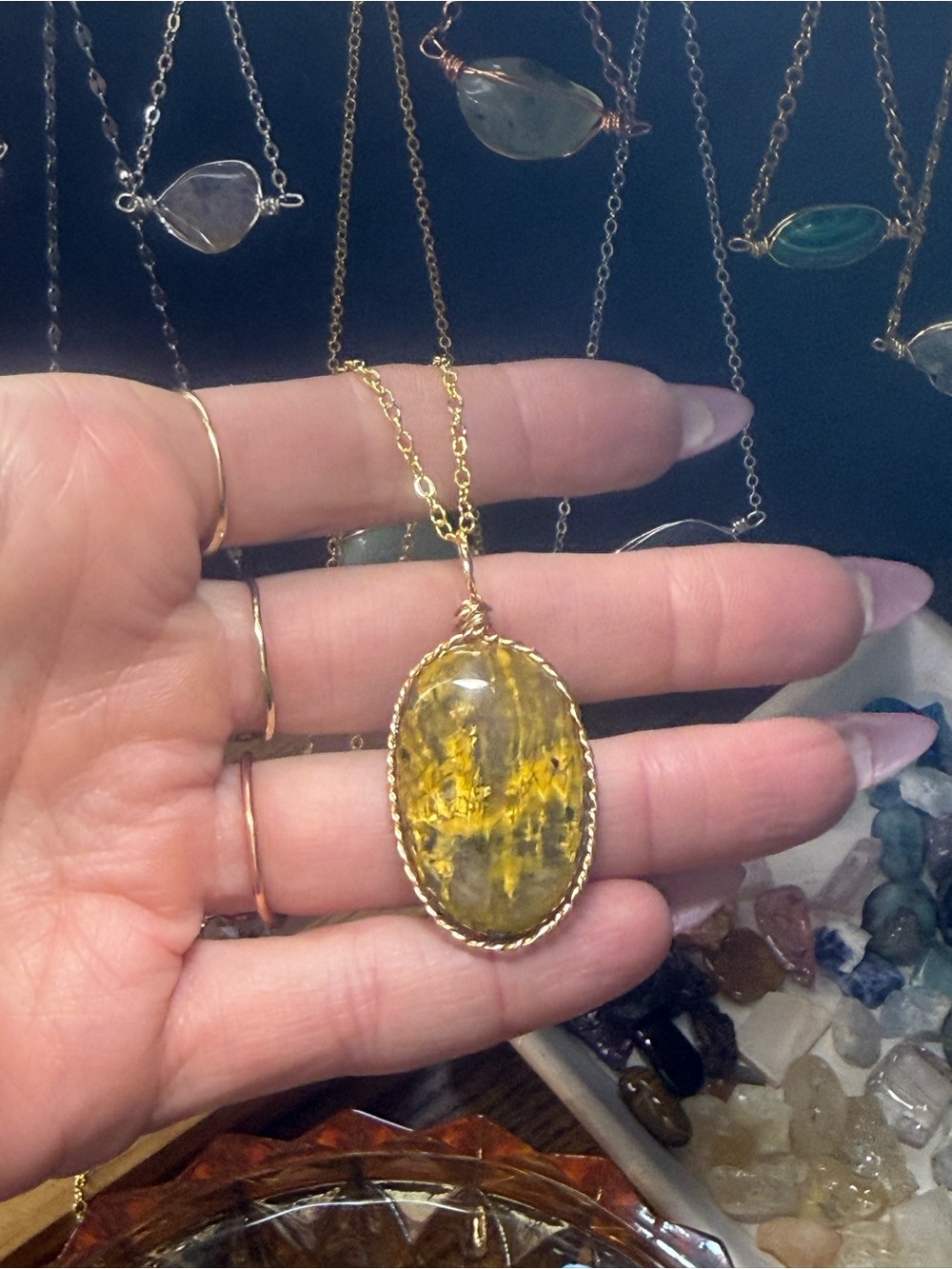 Stunning gold Petersite necklace